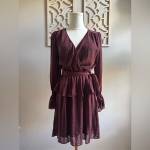 LC Lauren Conrad Deep Burgundy Long Sleeve Dress
